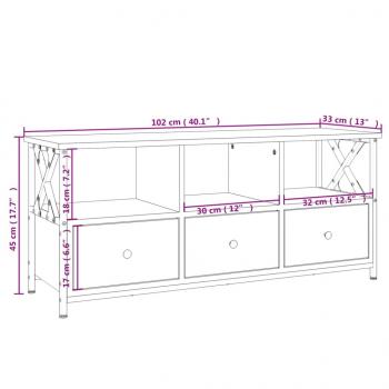 TV-Schrank Räuchereiche 102x33x45 cm Holzwerkstoff & Eisen