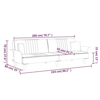 Schlafsofa mit Armlehnen Hellgrau Stoff