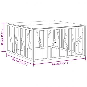 Couchtisch 80x80x40 cm Edelstahl und Glas