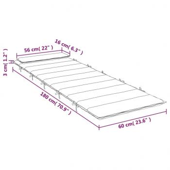 Sonnenliegen-Auflage Schwarz 180x60x3 cm Oxford-Gewebe