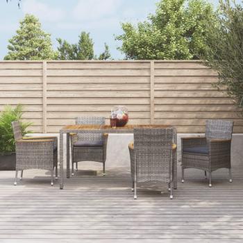 ARDEBO.de - 5-tlg. Garten-Essgruppe mit Kissen Grau Poly Rattan