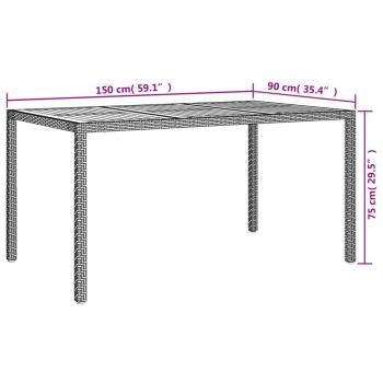 5-tlg. Garten-Essgruppe mit Kissen Grau Poly Rattan