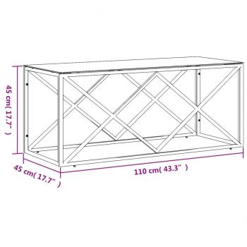 Couchtisch 110x45x45 cm Edelstahl und Glas