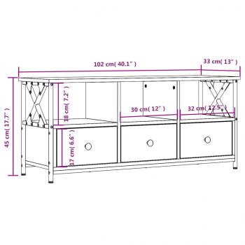 TV-Schrank Schwarz 102x33x45 cm Holzwerkstoff und Eisen