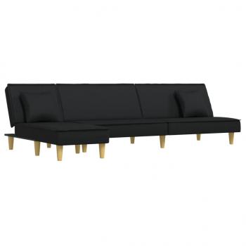 Schlafsofa in L-Form Schwarz 255x140x70 cm Stoff