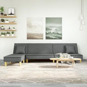 ARDEBO.de - Schlafsofa in L-Form Dunkelgrau 255x140x70 cm Stoff