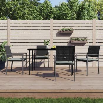 ARDEBO.de - Gartenstühle mit Kissen 4 Stk. Schwarz 54x62,5x89cm Poly Rattan