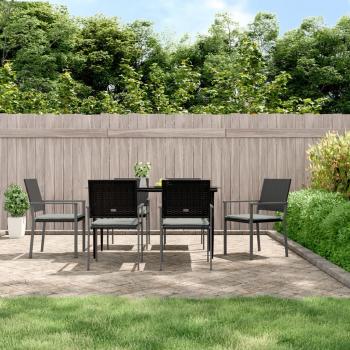 ARDEBO.de - Gartenstühle mit Kissen 6 Stk. Schwarz 54x62,5x89cm Poly Rattan