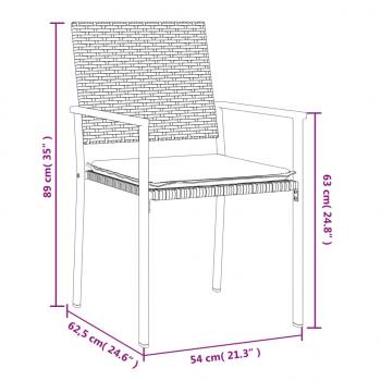 Gartenstühle mit Kissen 6 Stk. Schwarz 54x62,5x89cm Poly Rattan