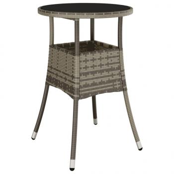 3-tlg. Garten-Bistro-Set mit Kissen Grau Poly Rattan