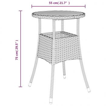 3-tlg. Garten-Bistro-Set mit Kissen Grau Poly Rattan