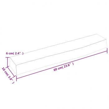 Wandregal 60x10x6 cm Massivholz Eiche Unbehandelt