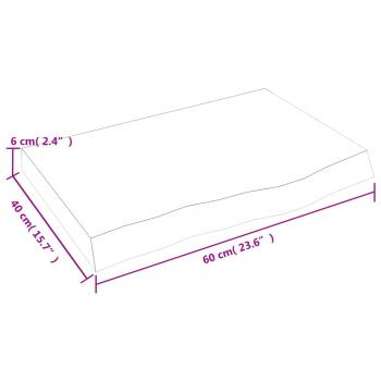 Wandregal 60x40x(2-6) cm Massivholz Eiche Unbehandelt