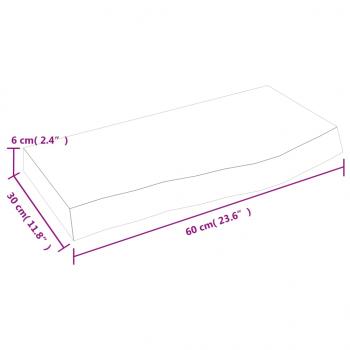 Wandregal 60x30x(2-6) cm Massivholz Eiche Unbehandelt