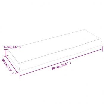 Wandregal 60x20x4 cm Massivholz Eiche Unbehandelt