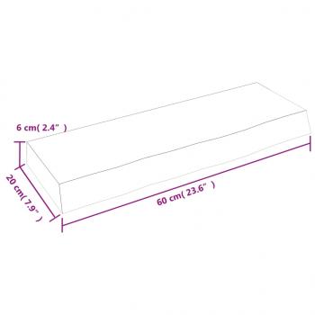 Wandregal 60x20x6 cm Massivholz Eiche Unbehandelt