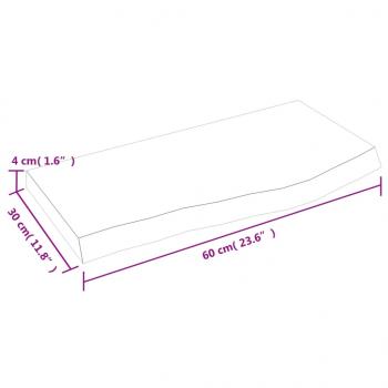 Wandregal 60x30x(2-4) cm Massivholz Eiche Unbehandelt