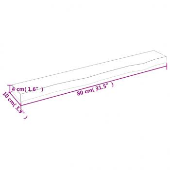 Wandregal 80x10x4 cm Massivholz Eiche Unbehandelt