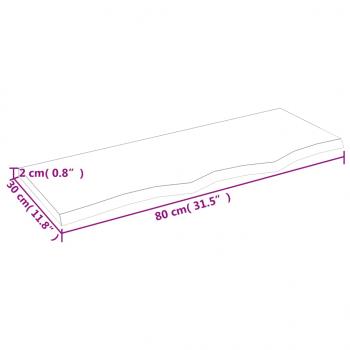 Wandregal 80x30x2 cm Massivholz Eiche Unbehandelt