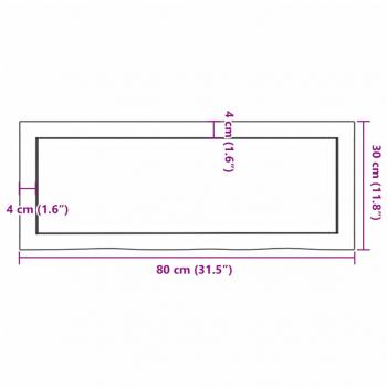 Wandregal 80x30x(2-6) cm Massivholz Eiche Unbehandelt