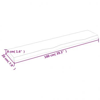 Wandregal 100x20x4 cm Massivholz Eiche Unbehandelt