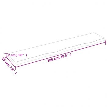 Wandregal 100x20x2 cm Massivholz Eiche Unbehandelt