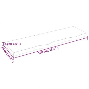 Wandregal 100x30x(2-4) cm Massivholz Eiche Unbehandelt