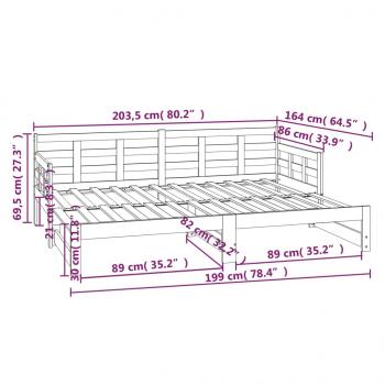 Tagesbett Ausziehbar Weiß Massivholz Kiefer 2x(80x200) cm