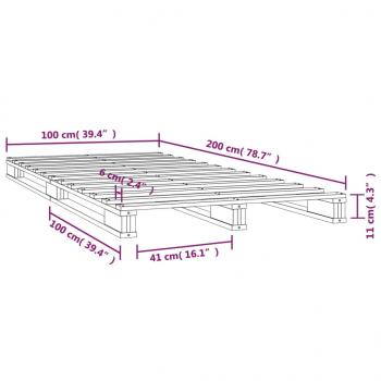 Palettenbett Schwarz 100x200 cm Massivholz Kiefer