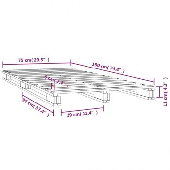 Palettenbett Schwarz 75x190 cm Massivholz Kiefer