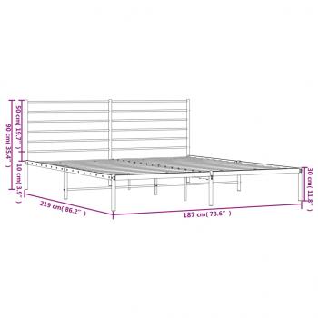 Bettgestell mit Kopfteil Metall Schwarz 183x213 cm