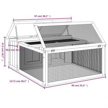 Kaninchenstall Braun 117,5x97x47,5 cm Massivholz Kiefer