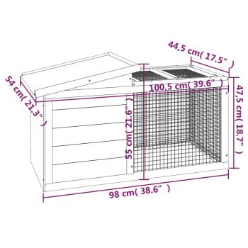 Kaninchenstall Grau 100,5x54x55 cm Massivholz Kiefer