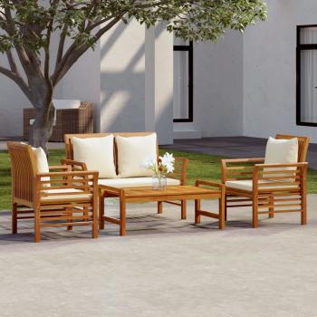 ARDEBO.de - 4-tlg. Garten-Lounge-Set mit Kissen Massivholz Akazie