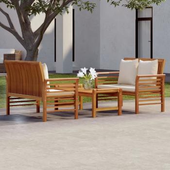 ARDEBO.de - 3-tlg. Garten-Lounge-Set mit Kissen Massivholz Akazie