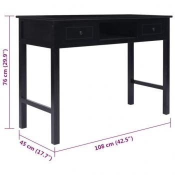 Schreibtisch Schwarz 108x45x76 cm Massivholz Paulownia