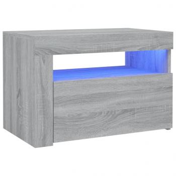 Nachttische 2 Stk. mit LEDs Grau Sonoma 60x35x40 cm