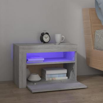 Nachttische 2 Stk. mit LEDs Grau Sonoma 60x35x40 cm