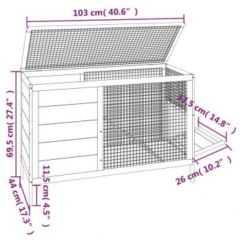 Kaninchenstall Braun 103x44x69,5 cm Massivholz Kiefer