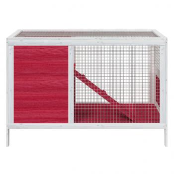 Kaninchenstall Rot 103x44x69,5 cm Massivholz Kiefer