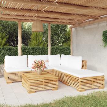 ARDEBO.de - 6-tlg. Garten-Lounge-Set mit Kissen Massivholz Teak