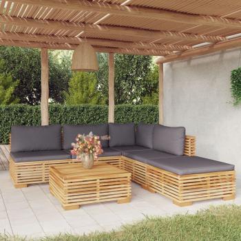 ARDEBO.de - 6-tlg. Garten-Lounge-Set mit Kissen Massivholz Teak