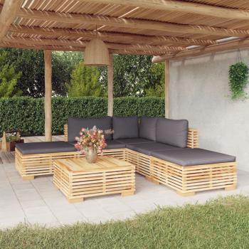 ARDEBO.de - 6-tlg. Garten-Lounge-Set mit Kissen Massivholz Teak