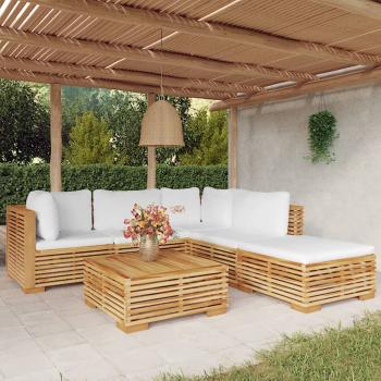 ARDEBO.de - 6-tlg. Garten-Lounge-Set mit Kissen Massivholz Teak