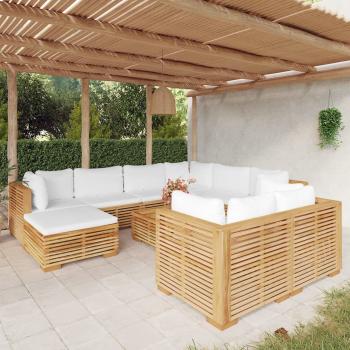 ARDEBO.de - 10-tlg. Garten-Lounge-Set mit Kissen Massivholz Teak