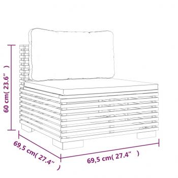 7-tlg. Garten-Lounge-Set mit Kissen Massivholz Teak