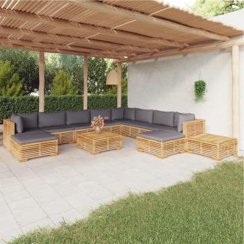 ARDEBO.de - 12-tlg. Garten-Lounge-Set mit Kissen Massivholz Teak