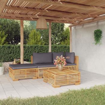 ARDEBO.de - 4-tlg. Garten-Lounge-Set mit Kissen Massivholz Teak