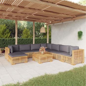 ARDEBO.de - 9-tlg. Garten-Lounge-Set mit Kissen Massivholz Teak