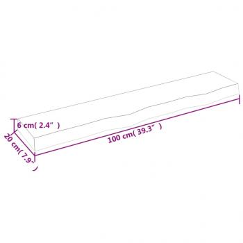 Wandregal 100x20x6 cm Massivholz Eiche Unbehandelt